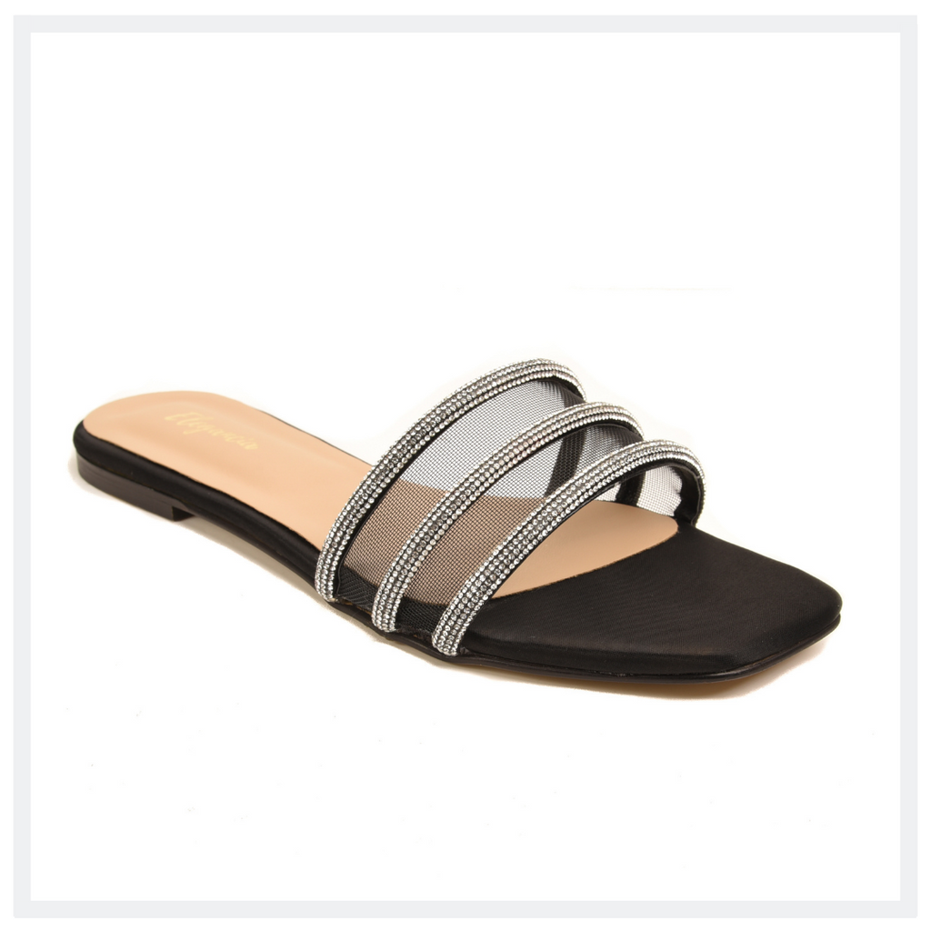 ELEGANCIA - Women Flat Slides Dazzle