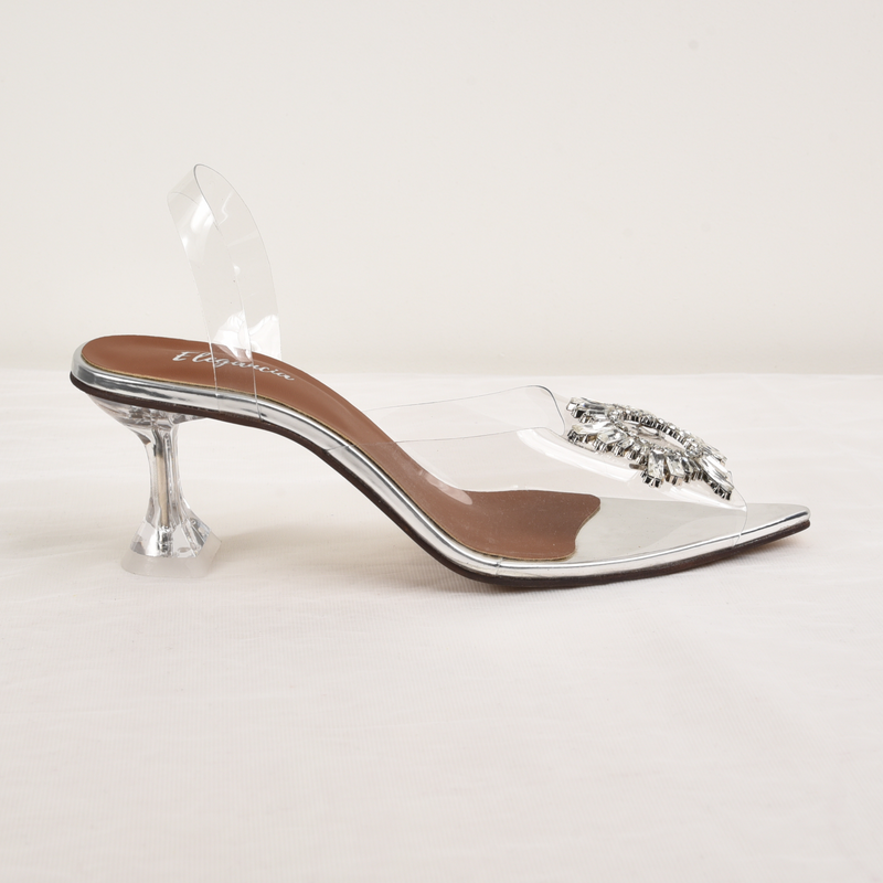 Silver transparent heels sales