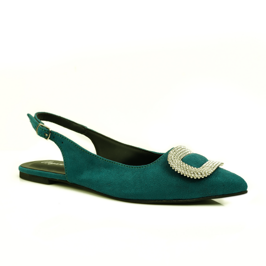 ELEGANCIA-Women's Flat Slingback Pumps-MELINA-GREEN