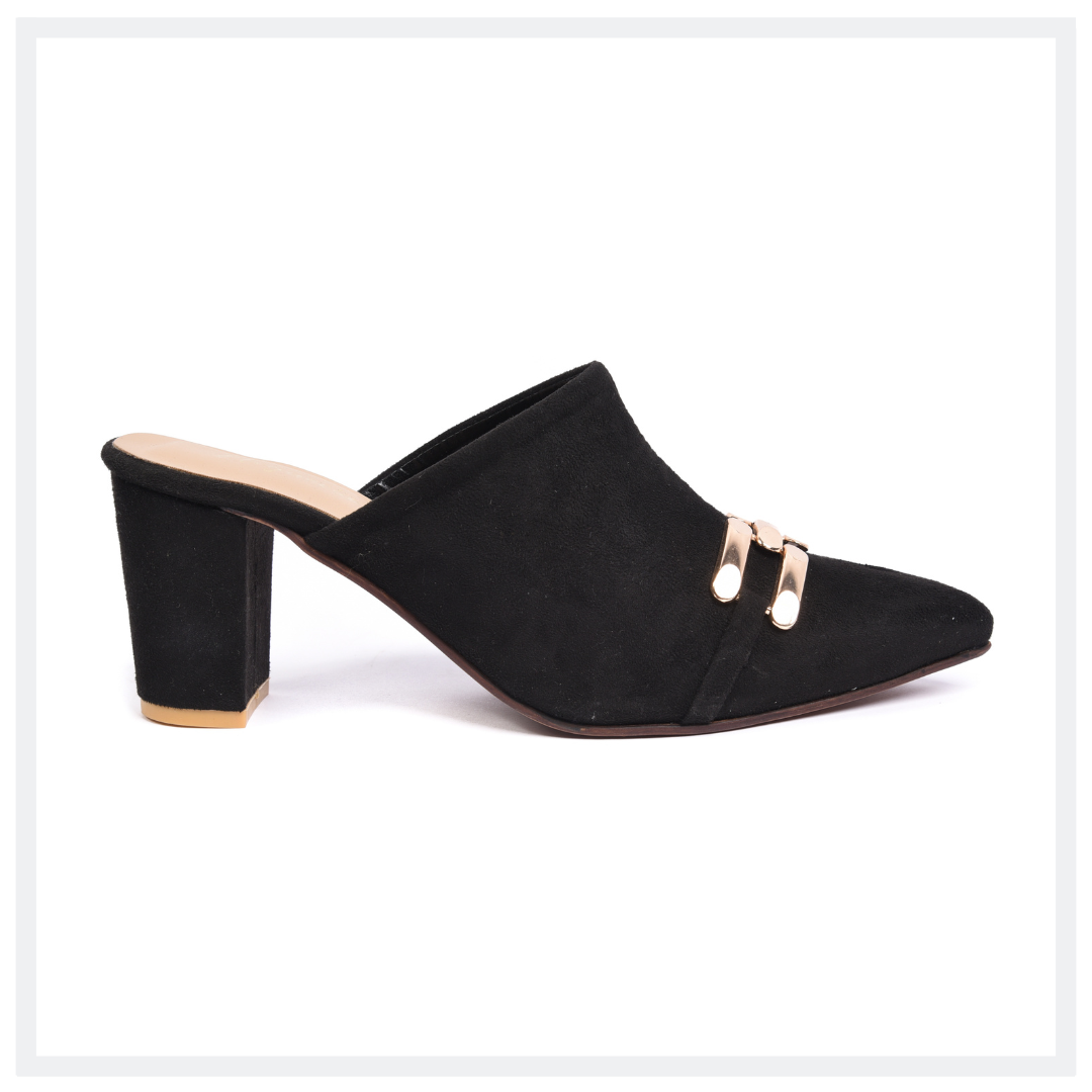 Womens black 2025 heeled mules