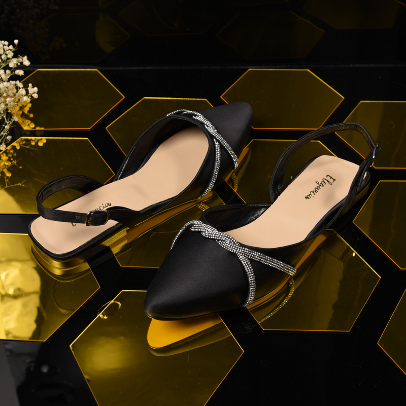 Womens black 2025 flat slingback shoes