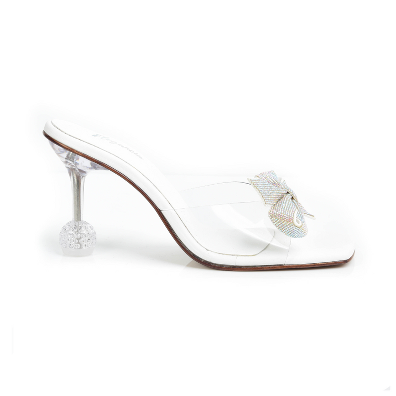 Women's Transparent Heels MARIGOLD Bow Embellishments – Elegancia