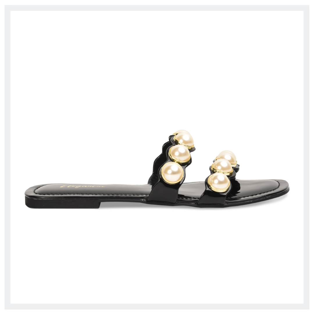 Mudd Women's Imitation Pearl Embellished Pool Slide - Walmart.com