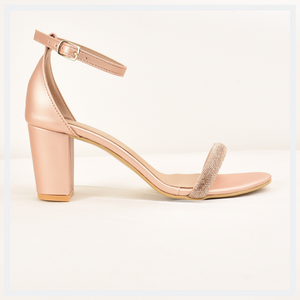 Gold block sales heel ankle strap