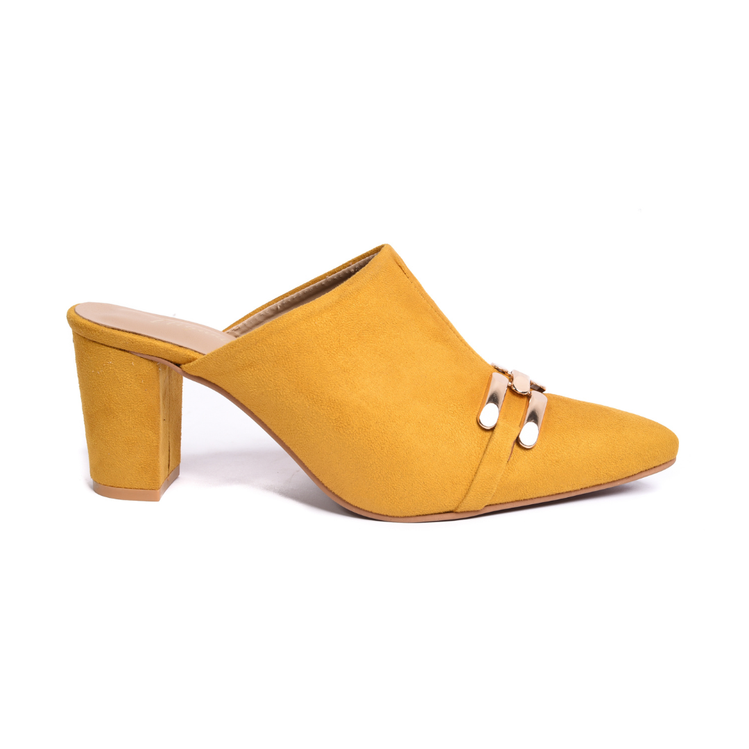 Mustard color block heels hot sale