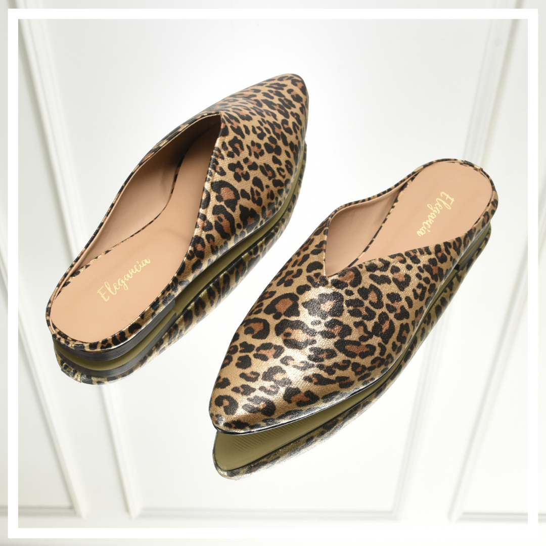 Leopard print flat mules online