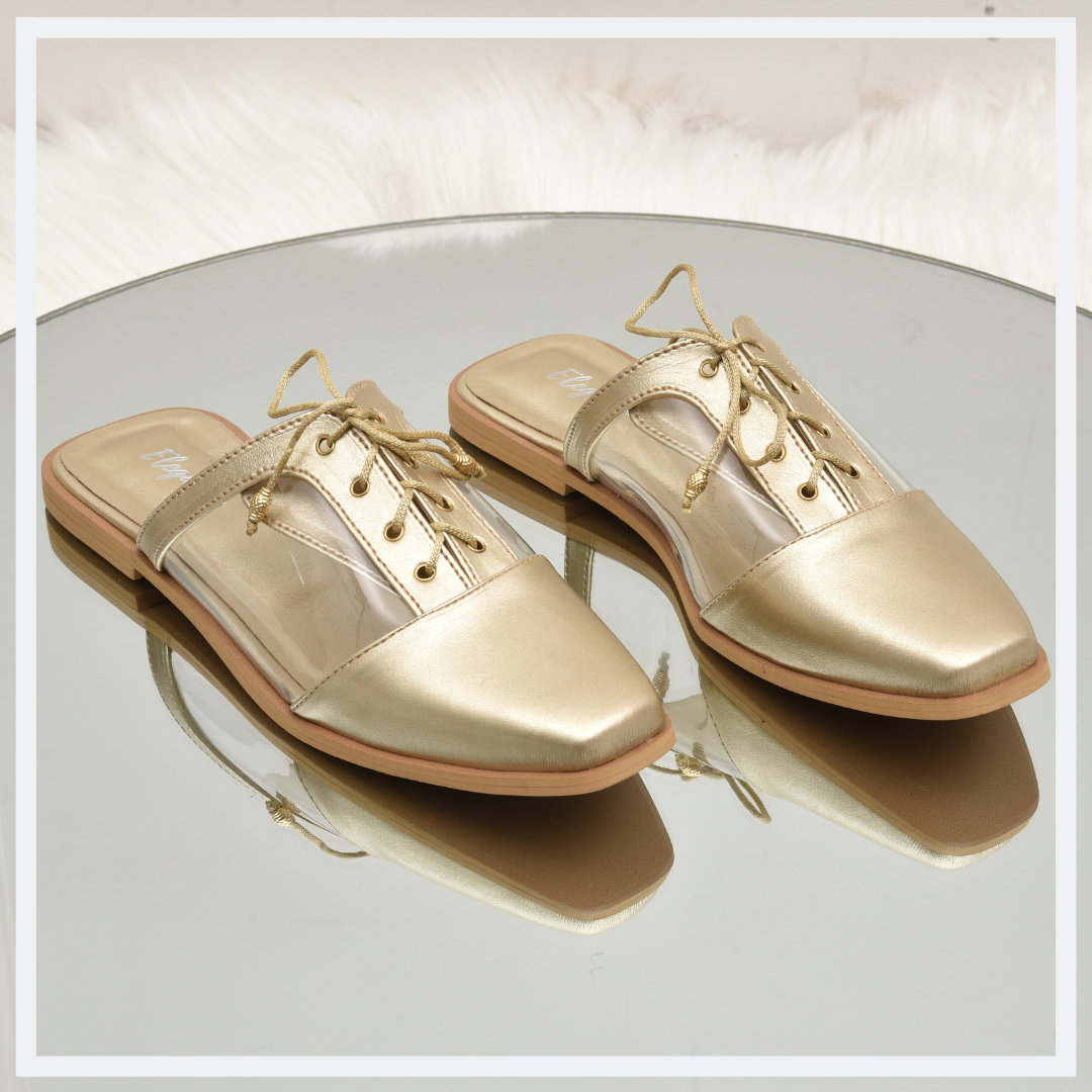 Gold top leather pumps